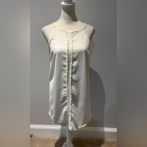 Monteau Womens‎ Sheath Dress White Lined high Neck Sleeveless Lace S